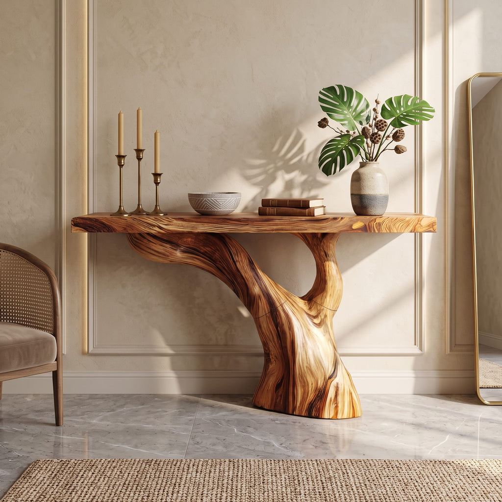 Live Edge Sculptural Hallway Console Table