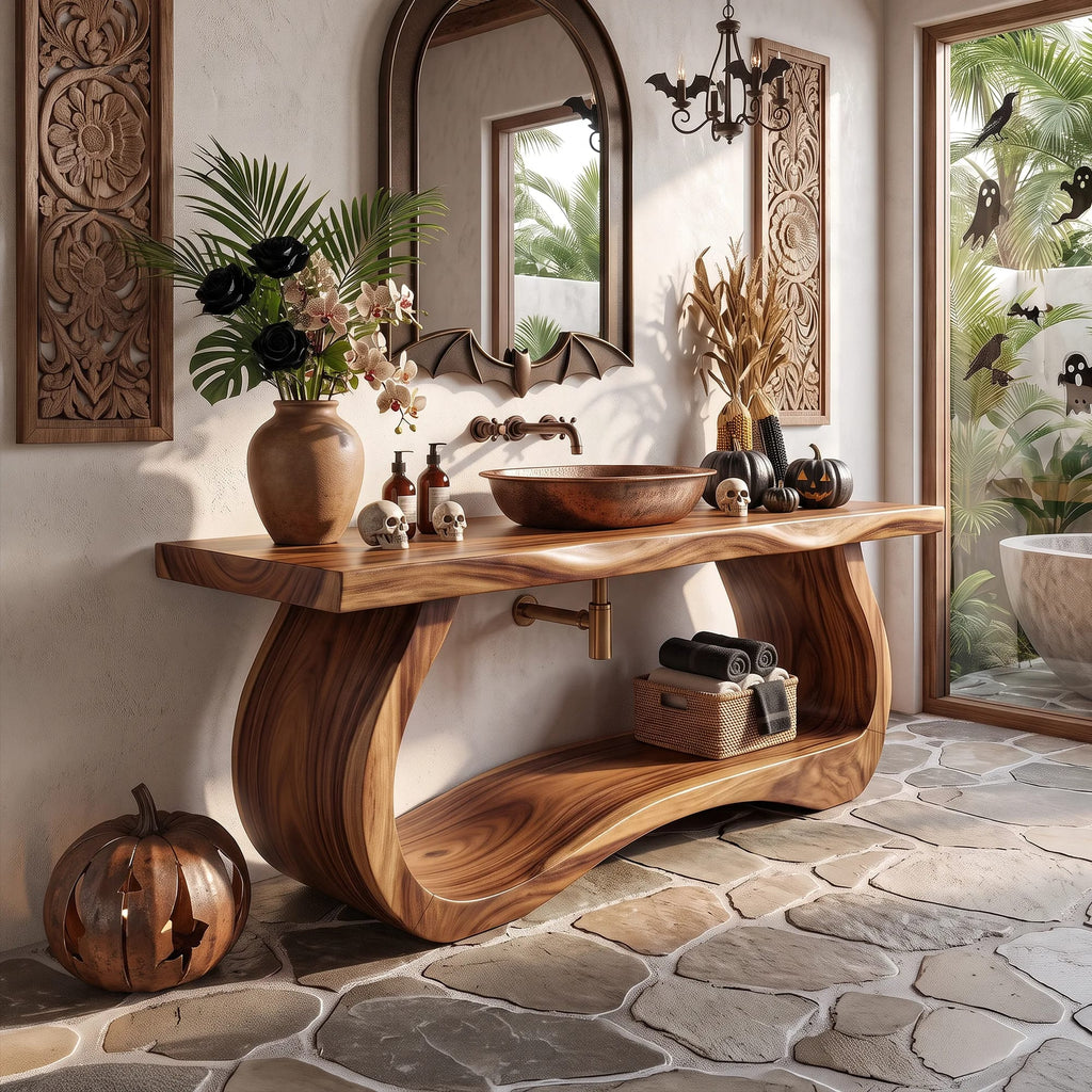 Mid Century Wood Bathroom Vanity Spa Bathroom, solid wood, built to order