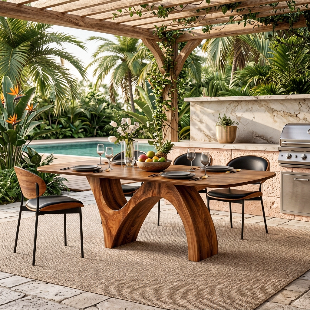 Farmhouse Dining Table with Organic Shape, solid wood, built to order