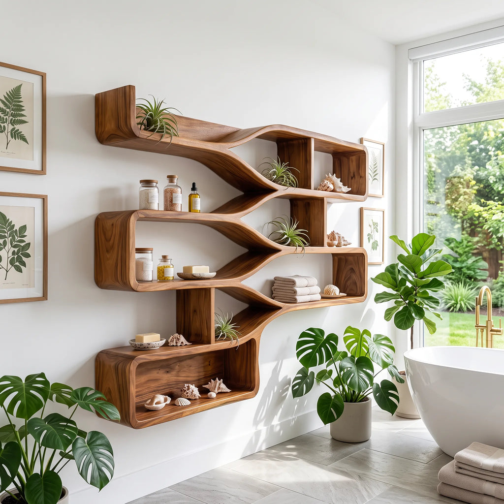Mid Century Floating Wood Shelves, solid wood, built to order