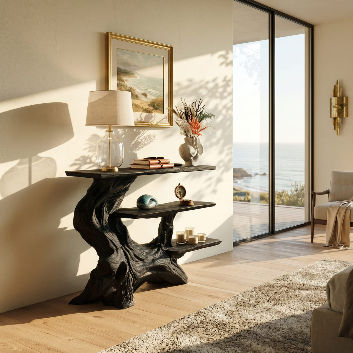 Charred Floating TV Cabinet