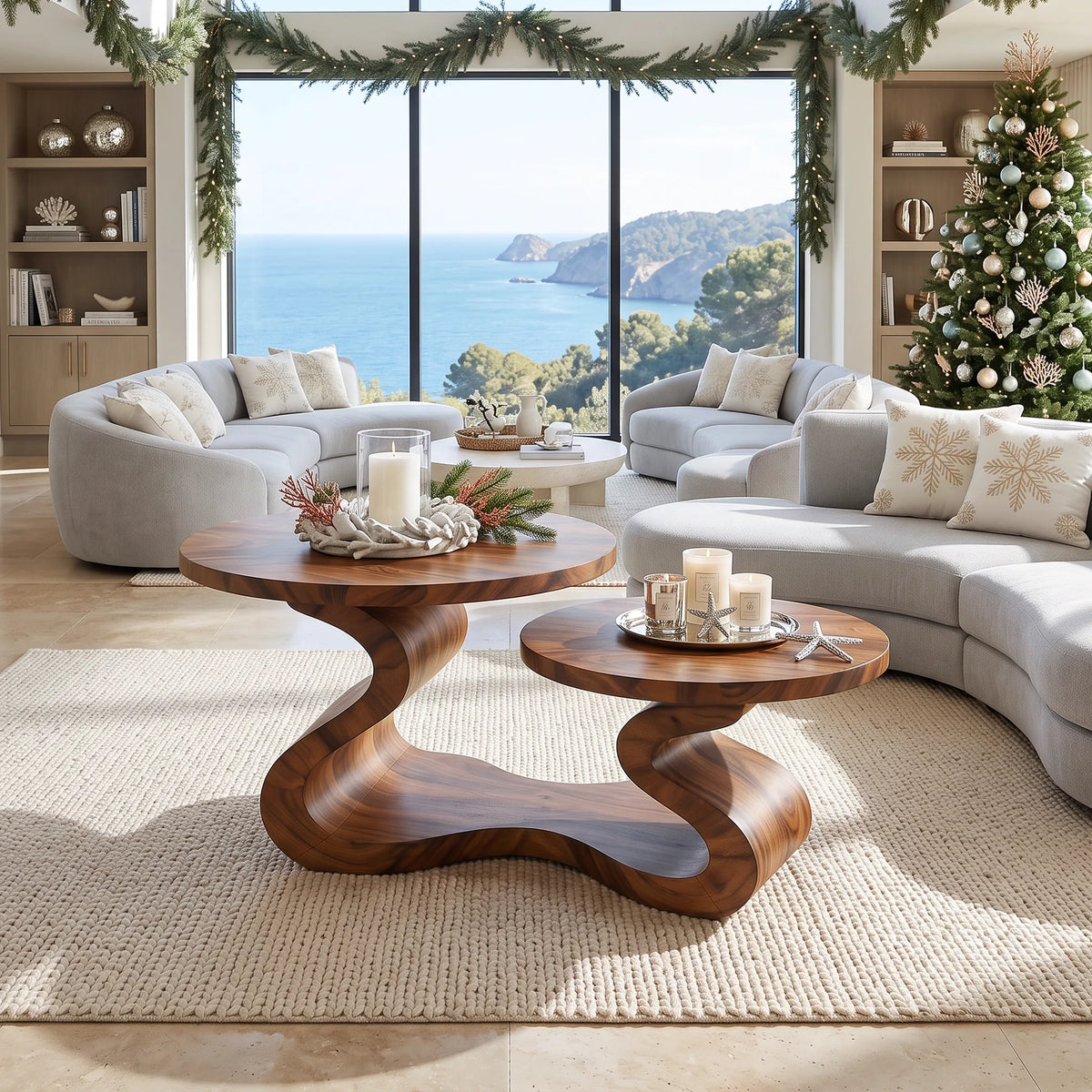 Organic Modern Round Coffee Table Residence, solid wood, built to order
