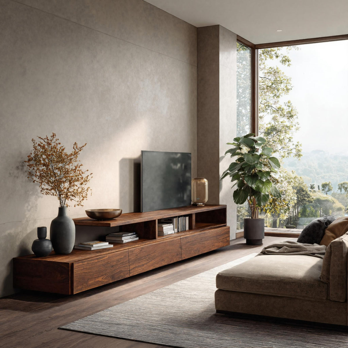 Quiet TV Console, solid wood, built to order