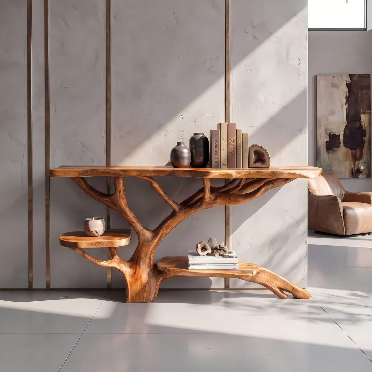 Solid Live Edge Slab Console Table