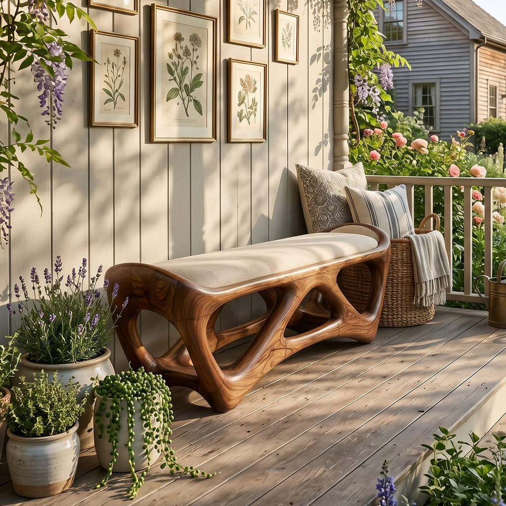 Designer Wooden Bench Creative Studio, solid wood, built to order