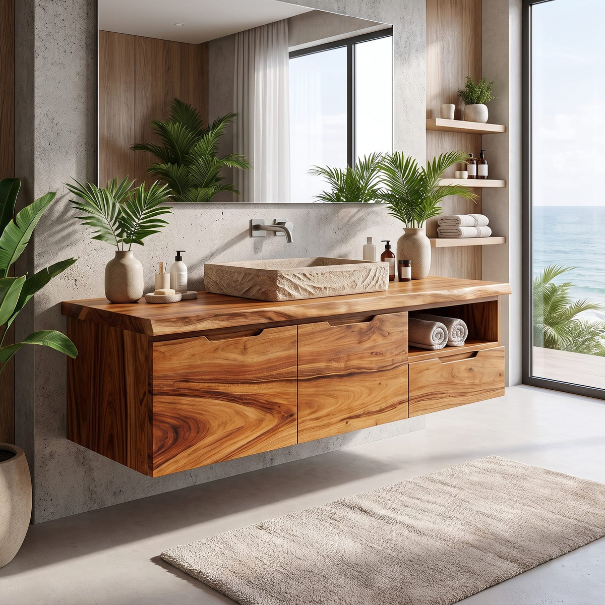 Wood Bathroom Vanity Beach House, solid wood, built to order