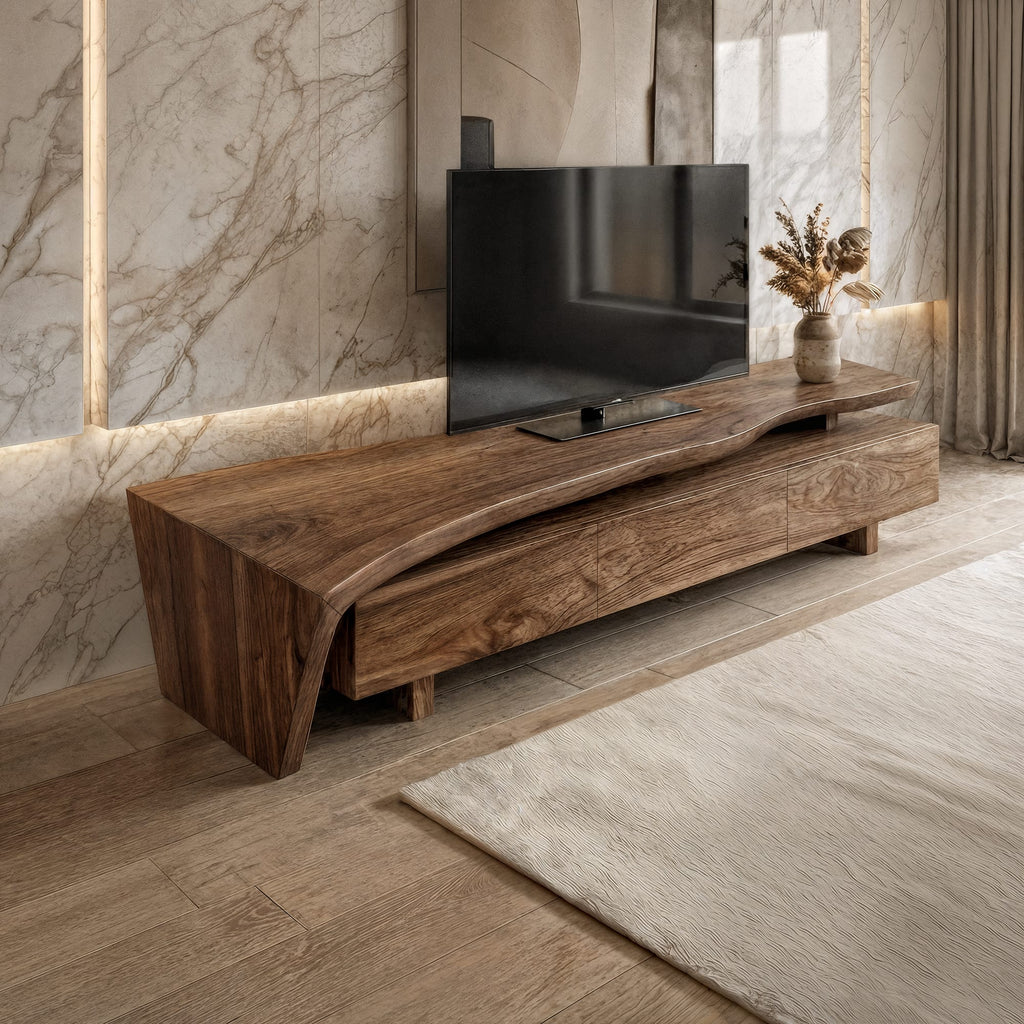 Sculptural Solid TV Cabinet