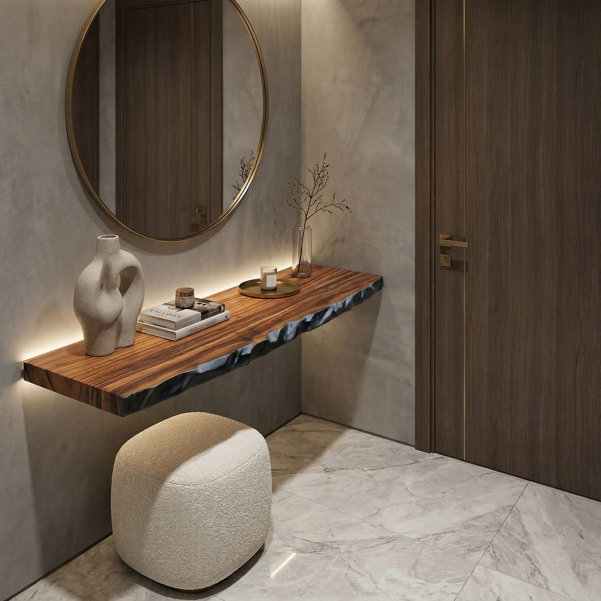 Live Edge Solid Wall Floating Shelf