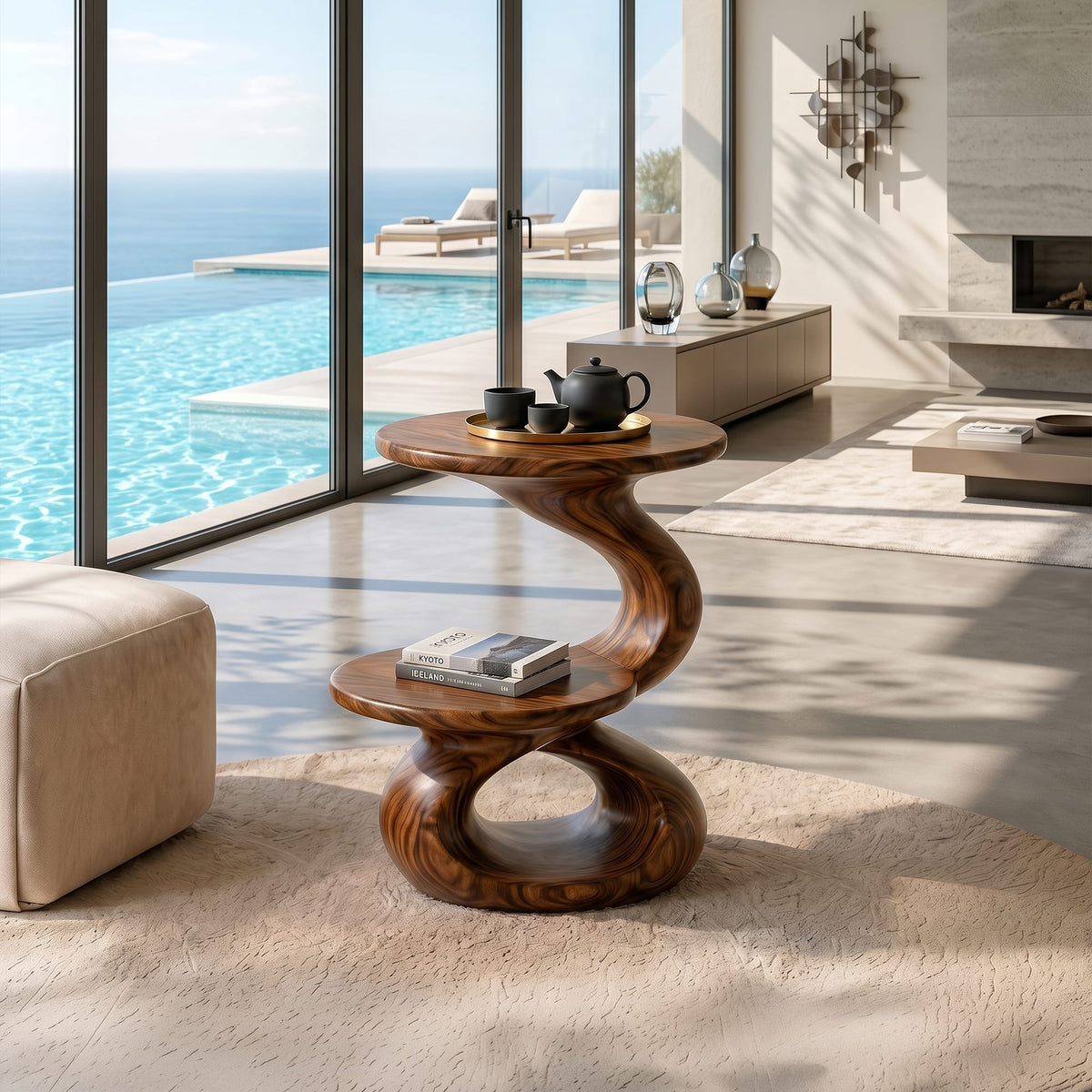 Minimalist Open Shelf Side Table Villa, solid wood, built to order