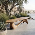 Organic Wave Bench Solid Elegant Flowing Curve Design Garden and Outdoor Space, solid wood, built to order