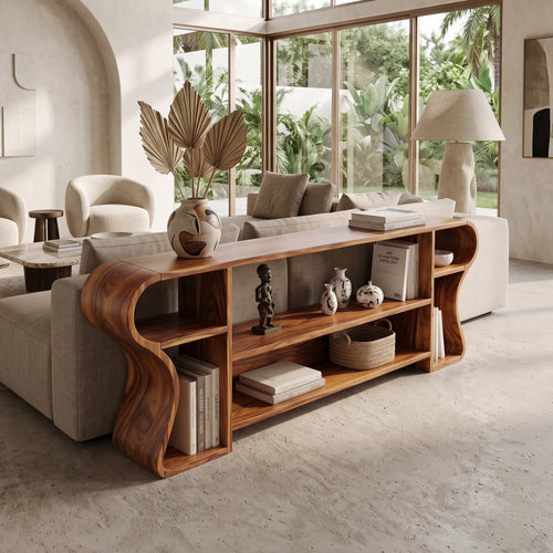 Contemporary Display Console Table, solid wood, built to order