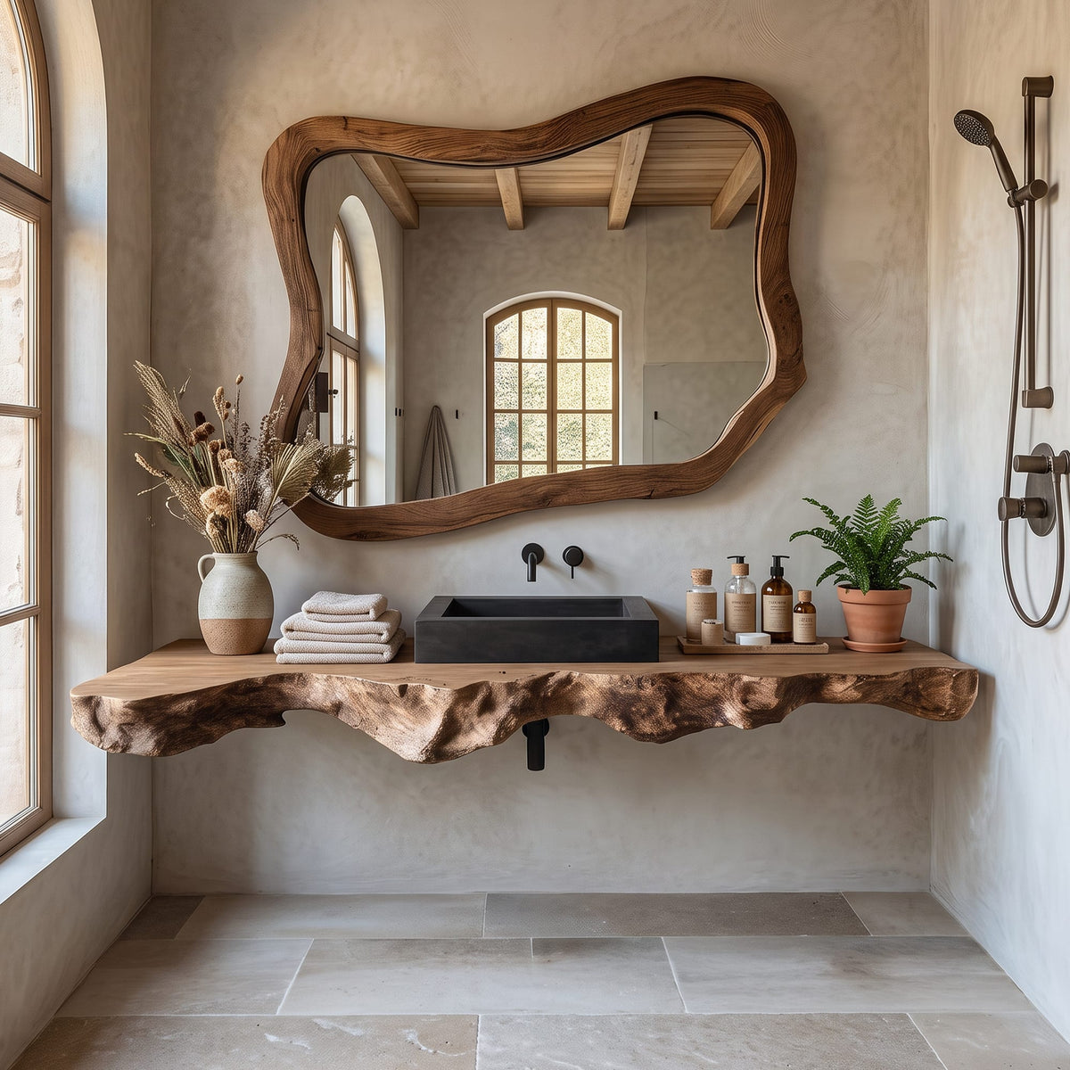 Live Edge Floating Storage Vanity