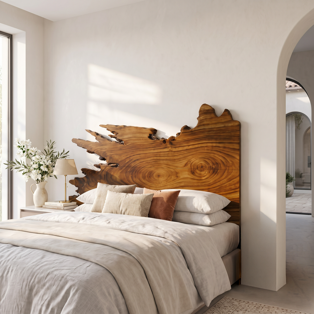 Organic Split Edge Headboard Wooden Bed Headboard, solid wood, built to order