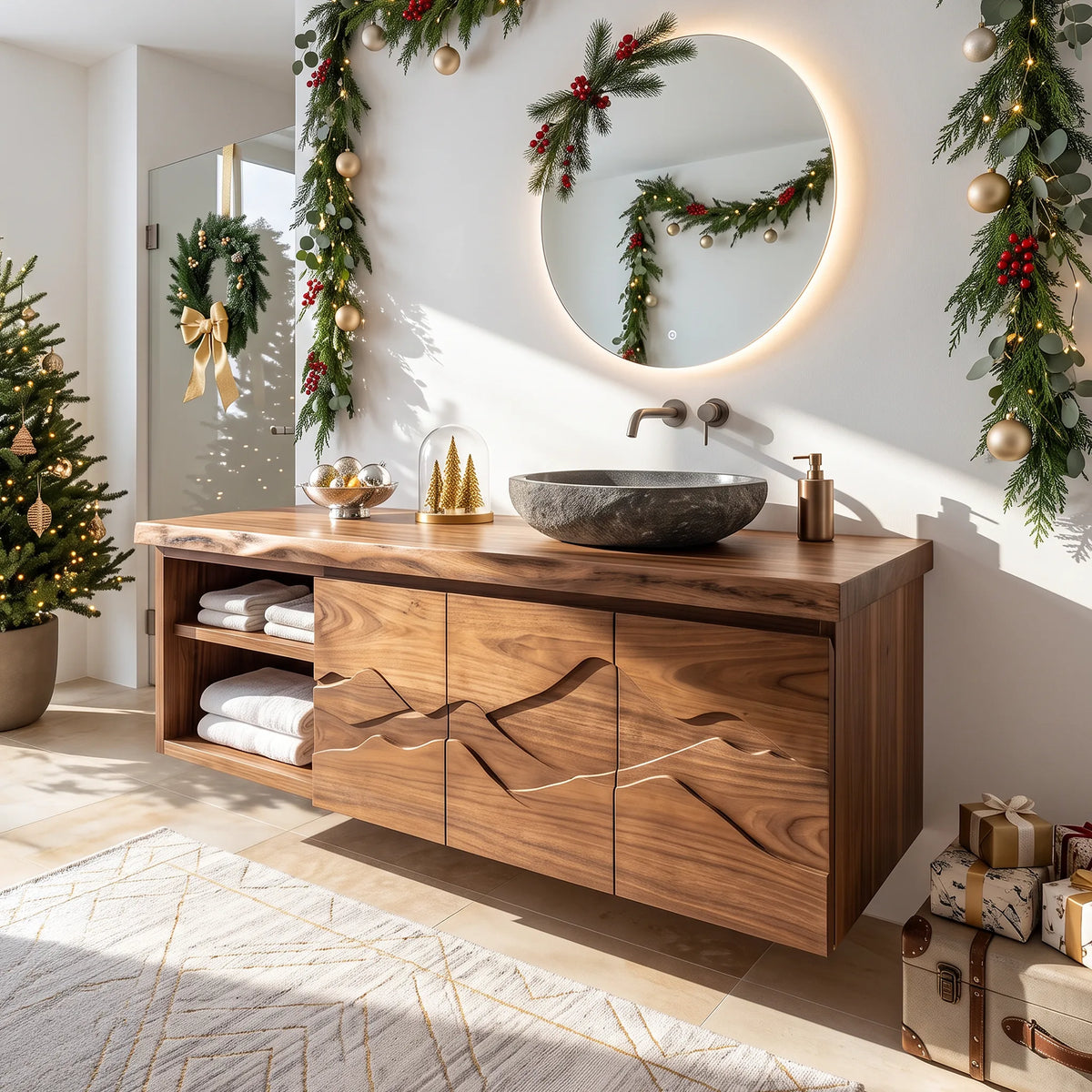 Contemporary Storage Bathroom Vanity Master Ensuite, solid wood, built to order