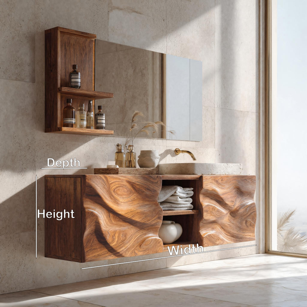 Handcrafted Wall Bathroom Vanity, solid wood, built to order