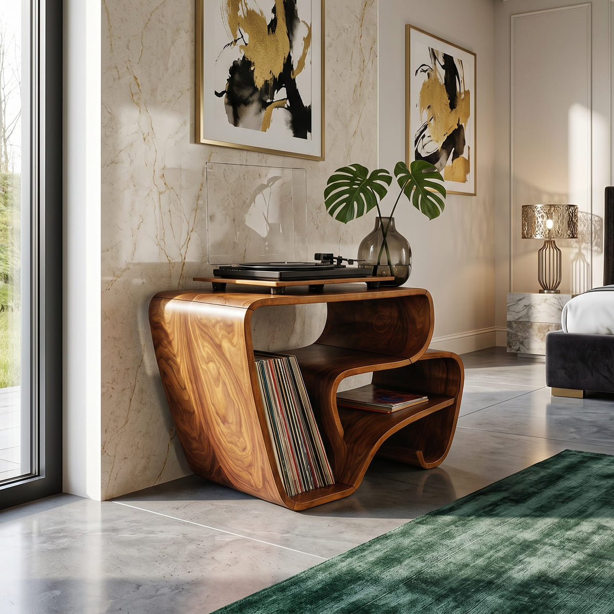 Curved Modern Record Stand
