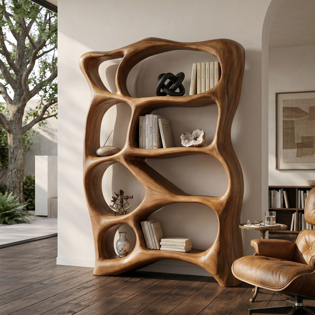 Contemporary Reading Bookshelf, solid wood, built to order