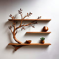 Custom Floating Bookshelf Driftwood Tree Branch Wall Mount, solid wood, built to order