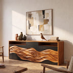 Wave Carved Buffet Dining Room, solid wood, built to order
