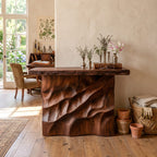 Mid Century Carved Display Table, solid wood, built to order