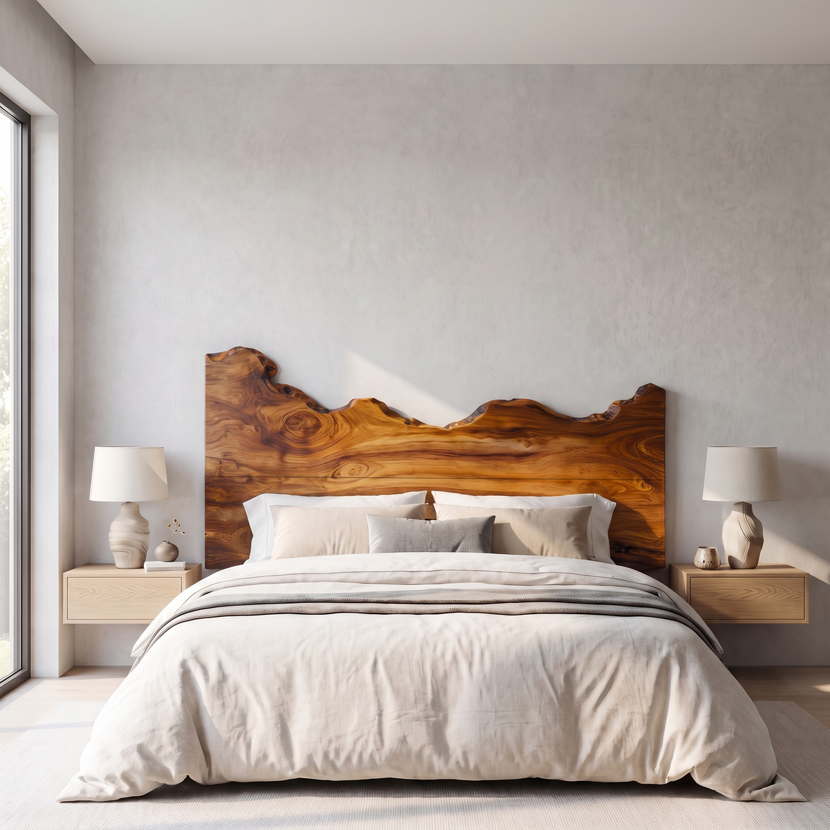 Contemporary Live Edge Headboard, solid wood, built to order