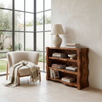 Organic Wavy Console Table with Three Tiers, solid wood, built to order