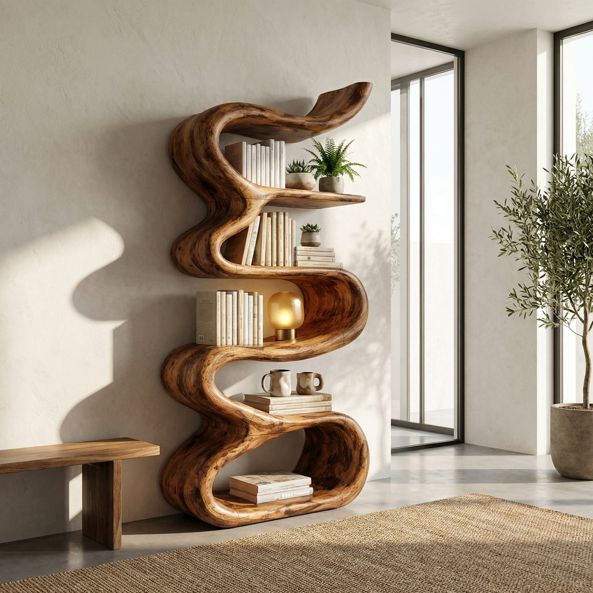 Curved Wave Bookshelf