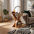 Contemporary Dual Tier Side Table Designer Residence, solid wood, built to order
