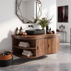 Mid Century Wall Mounted Bathroom Vanity, solid wood, built to order