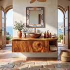 Mediterranean Contemporary Vanity Cabinet Villa, solid wood, built to order