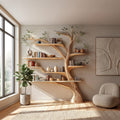 Rustic Book Tree Shelf Home Office, solid wood, built to order