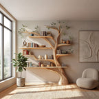 Rustic Book Tree Shelf Home Office, solid wood, built to order