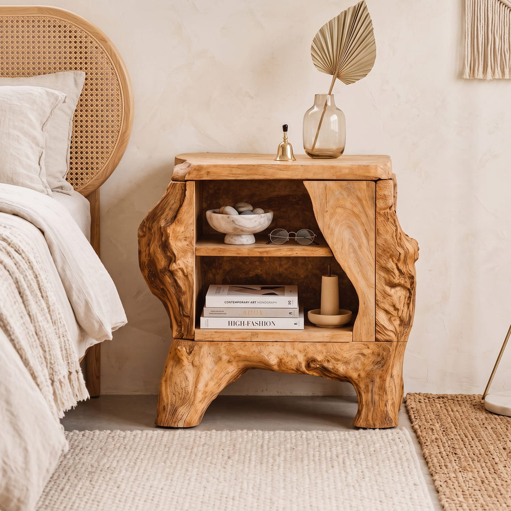 Mid Century Wooden Nightstand, solid wood, built to order
