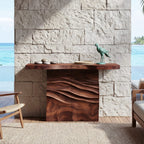 Contemporary Carved Entry Table, solid wood, built to order