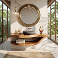 Open Shelf Vanity Cabinet Resort Suite, solid wood, built to order