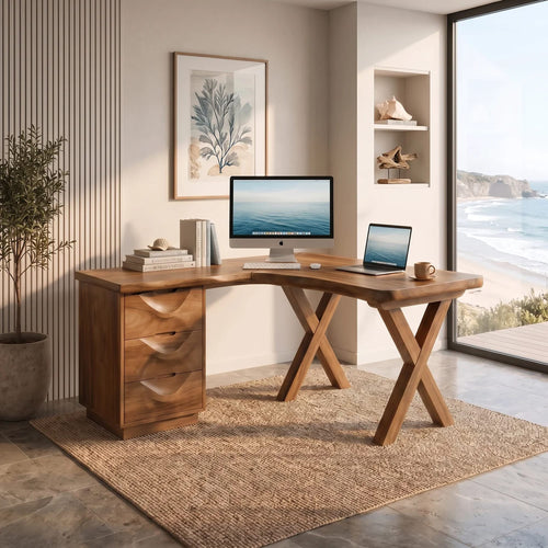 Contemporary Corner Executive Desk Home Office, solid wood, built to order