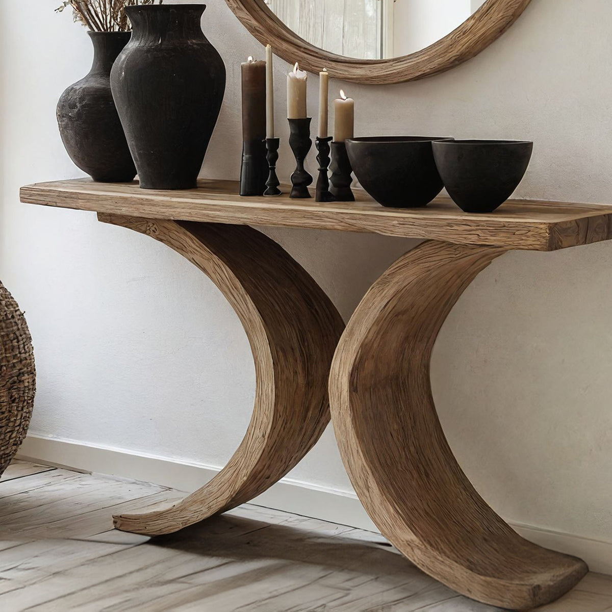 Living Edge Console Table Modern, solid wood, built to order