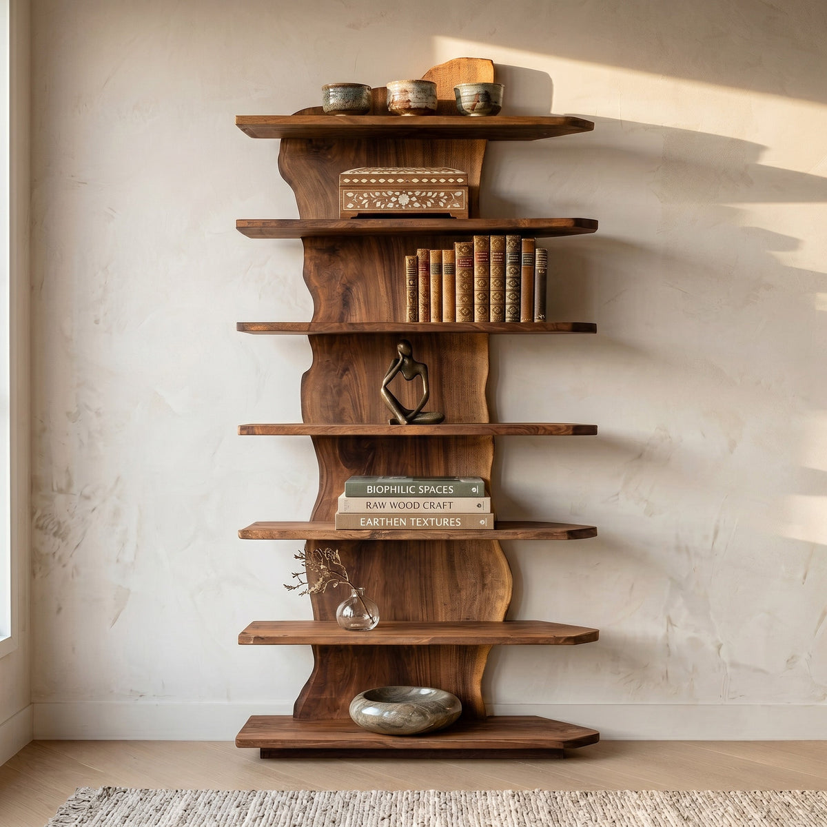 Organic Natural Standing Shelf, solid wood, built to order