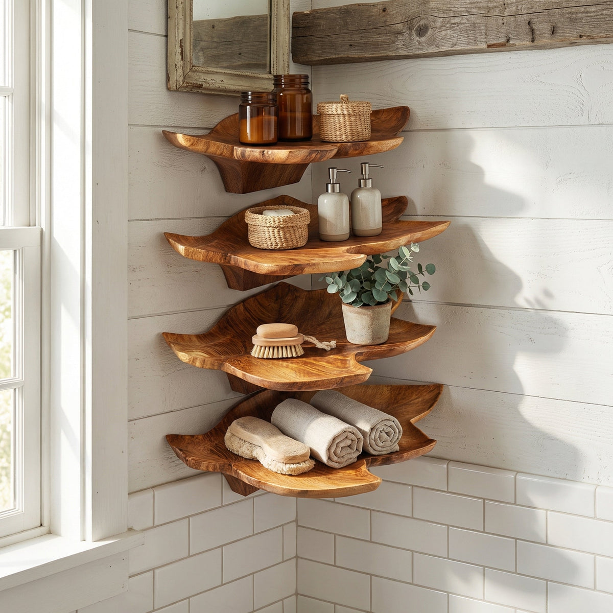 Mid Century Plant Floating Shelf
