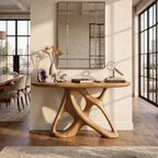 Organic Open Frame Console Table Designer Foyer, solid wood, built to order