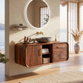 Mid Century Modern Floating Vanity, solid wood, built to order