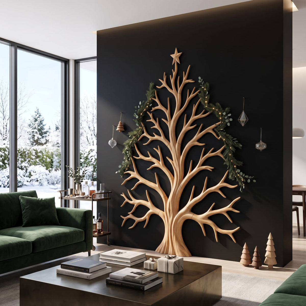 Contemporary Wall Decor with Tree Silhouette, solid wood, built to order