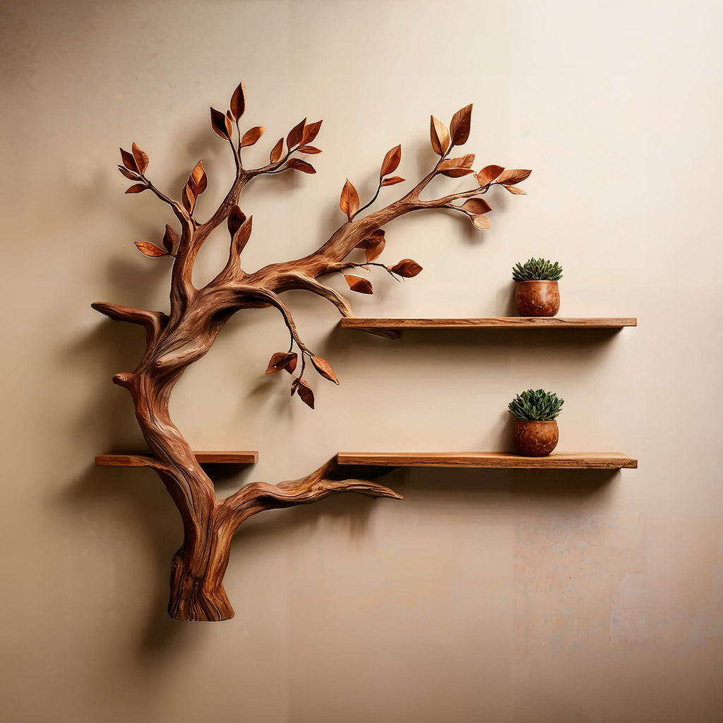 Mid Century Bookcase Tree Branch Shelf Mini Bookcase, solid wood, built to order