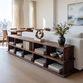 Modern Long Wooden Bookshelf for Living Room Storage, solid wood bookcase
