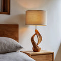 Boho Accent Table Lamp Bedroom Living Room Corner Space, solid wood, built to order