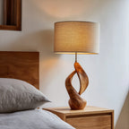 Boho Accent Table Lamp Bedroom Living Room Corner Space, solid wood, built to order