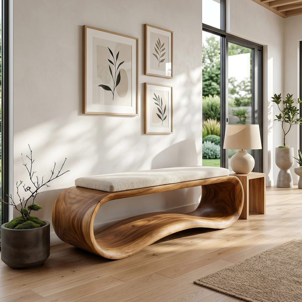 Wooden Accent Bench Villa, solid wood, built to order