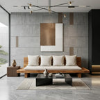 Minimalist Sofa with Cushions, solid wood, built to order