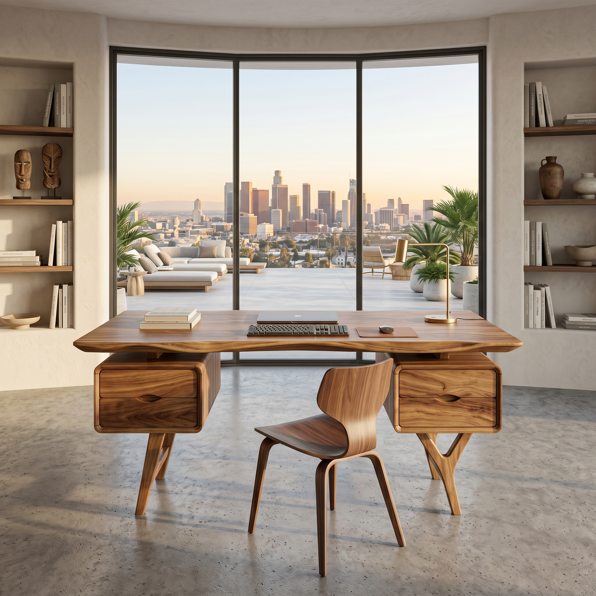 Organic Live Edge Executive Desk Coastal Office, solid wood, built to order
