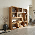 Wooden Bookcase with Organic Wave Design, solid wood, built to order